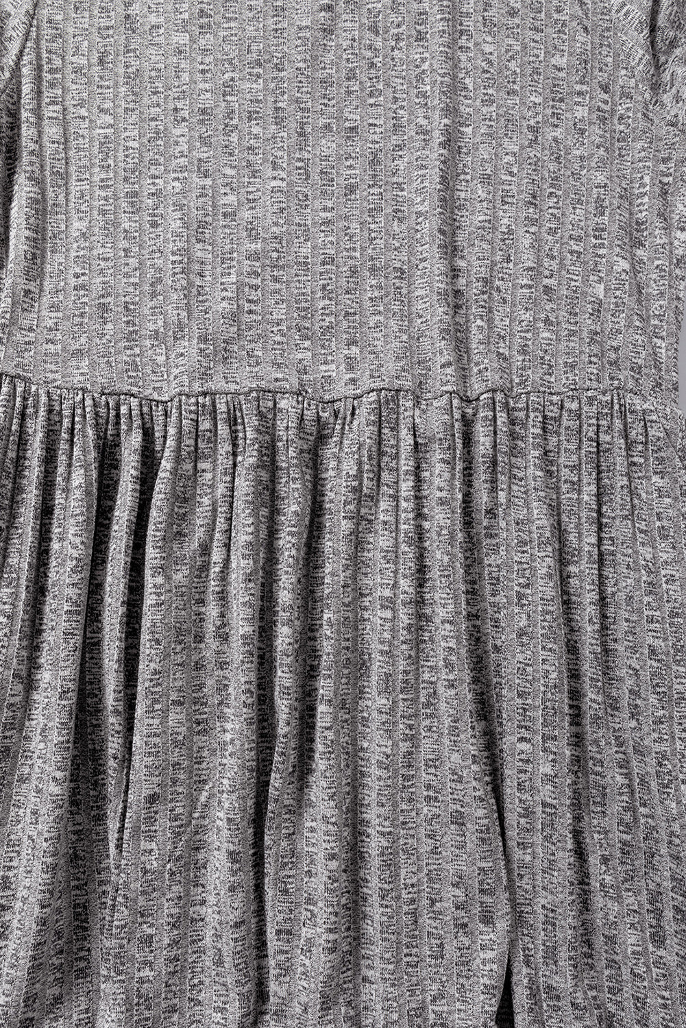 Gray Pinstriped Textured Ruffled A-line Midi Dress