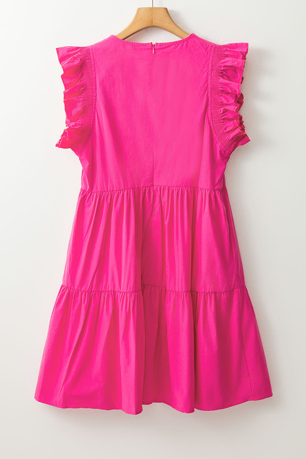 Bright Pink Ruffled Babydoll Mini Dress