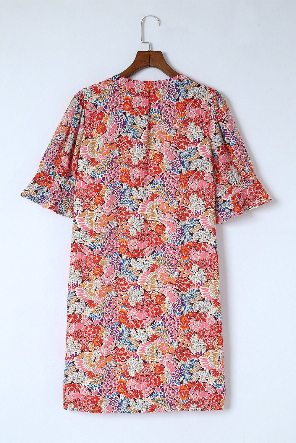 Multicolor Boho Floral Printed Flutter Sleeve Dress