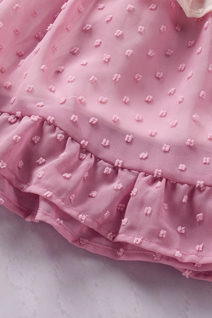 Pink Ombre Swiss Dot Ruffled Tiered Mini Dress