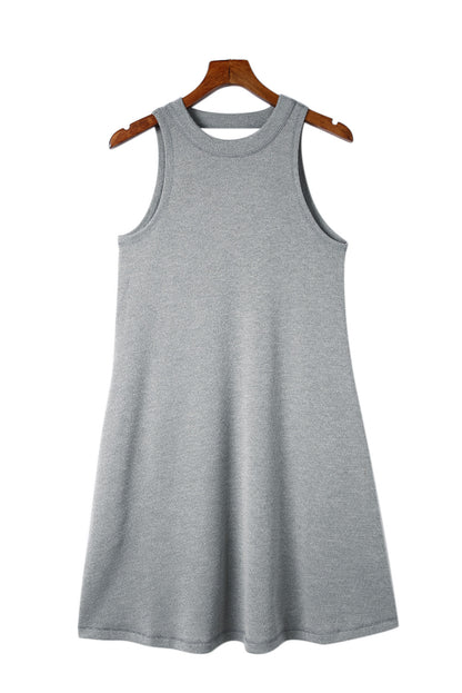 Gray Crisscross Cut-out Back Knit Sleeveless Dress