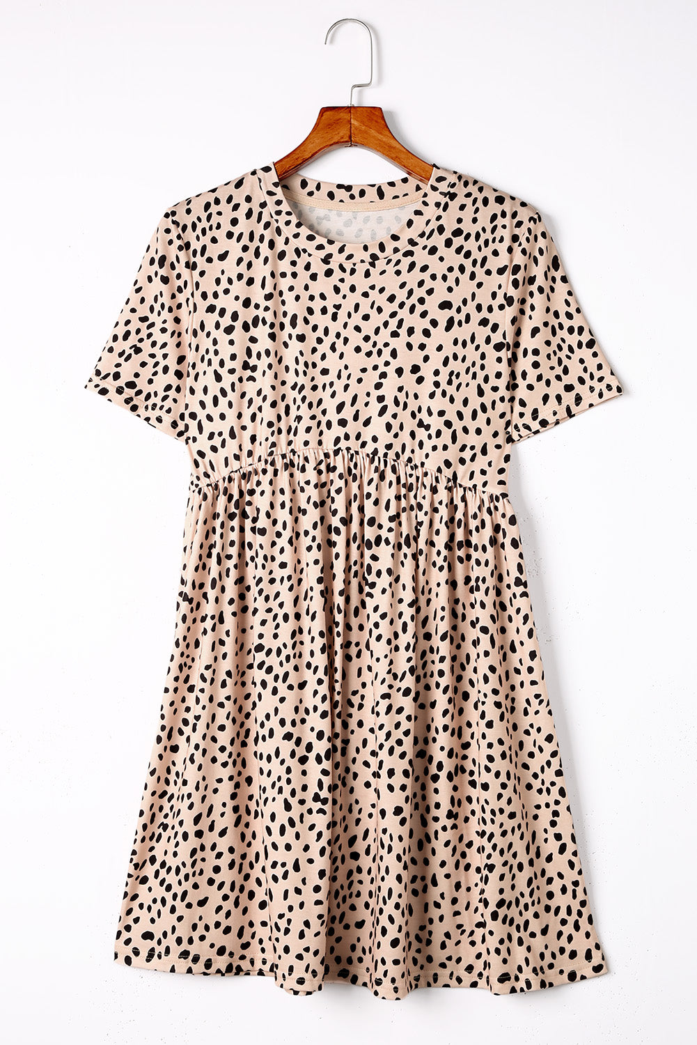 Leopard Print Short Sleeve Tunic T-shirt Dress