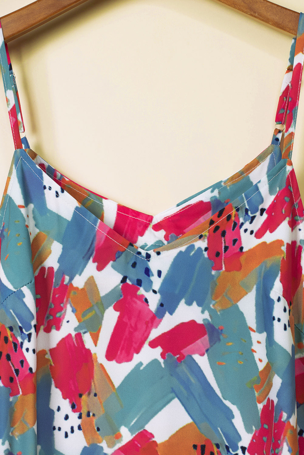 Multicolor Abstract Print Spaghetti Straps Maxi Dress