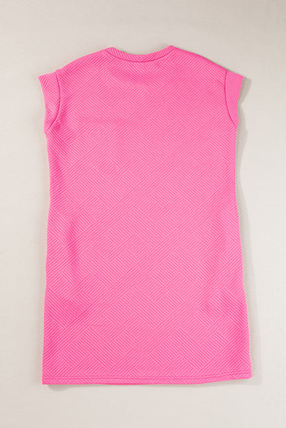 Sachet Pink Textured Cap Sleeve T Shirt Dress