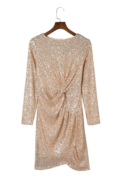 Apricot Knot Pack Hip Sequin Dress