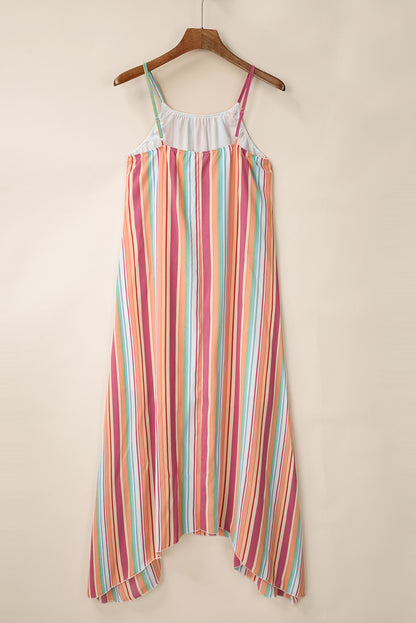 Bohemian Striped Print Sleeveless Holiday Maxi Dress