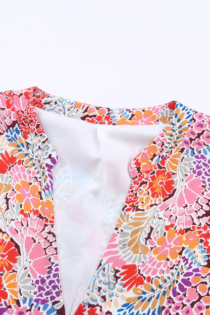 Multicolor Boho Floral Printed Flutter Sleeve Dress