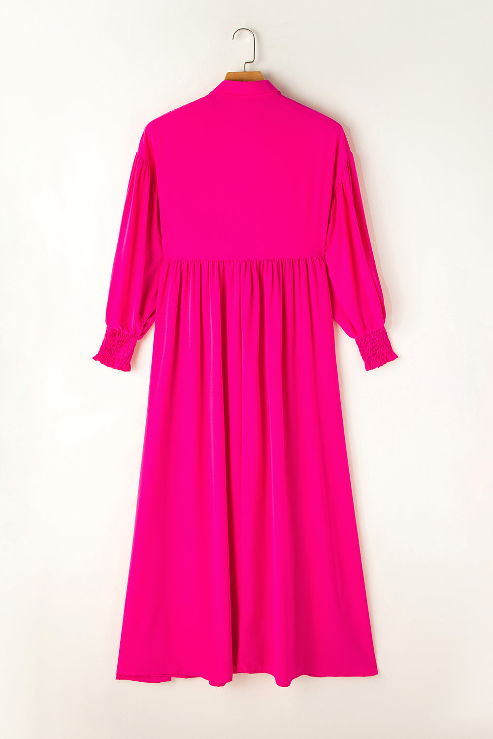 Rose Bubble Sleeve Shirt Maxi Dress