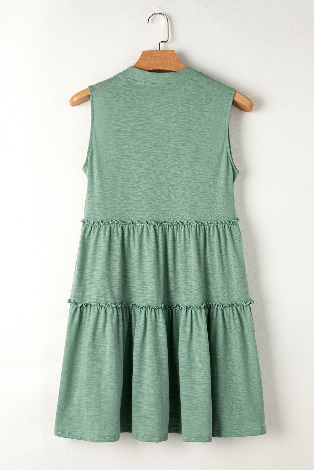 Moonlight Jade Split V Neck Tiered Flowy Sleeveless Dress