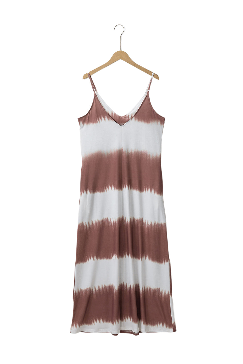 White Stripe Striped Tie Dye Spaghetti Strap Maxi Dress