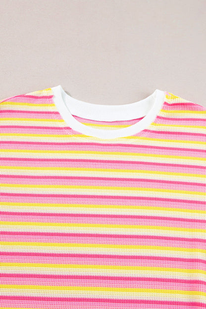 Yellow Stripe Crew Neck T Shirt Dress