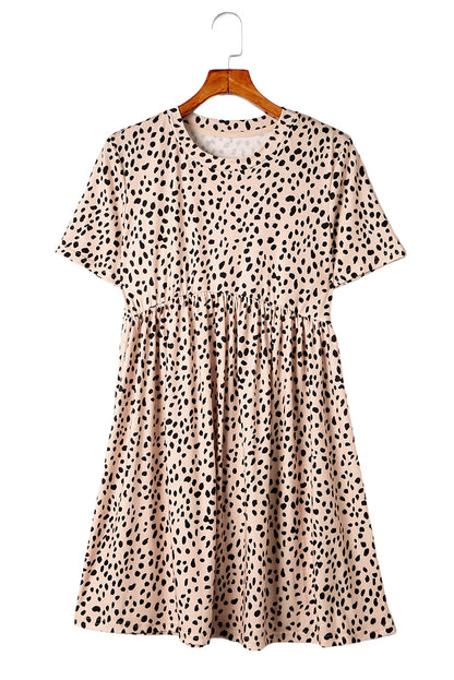 Leopard Print Short Sleeve Tunic T-shirt Dress