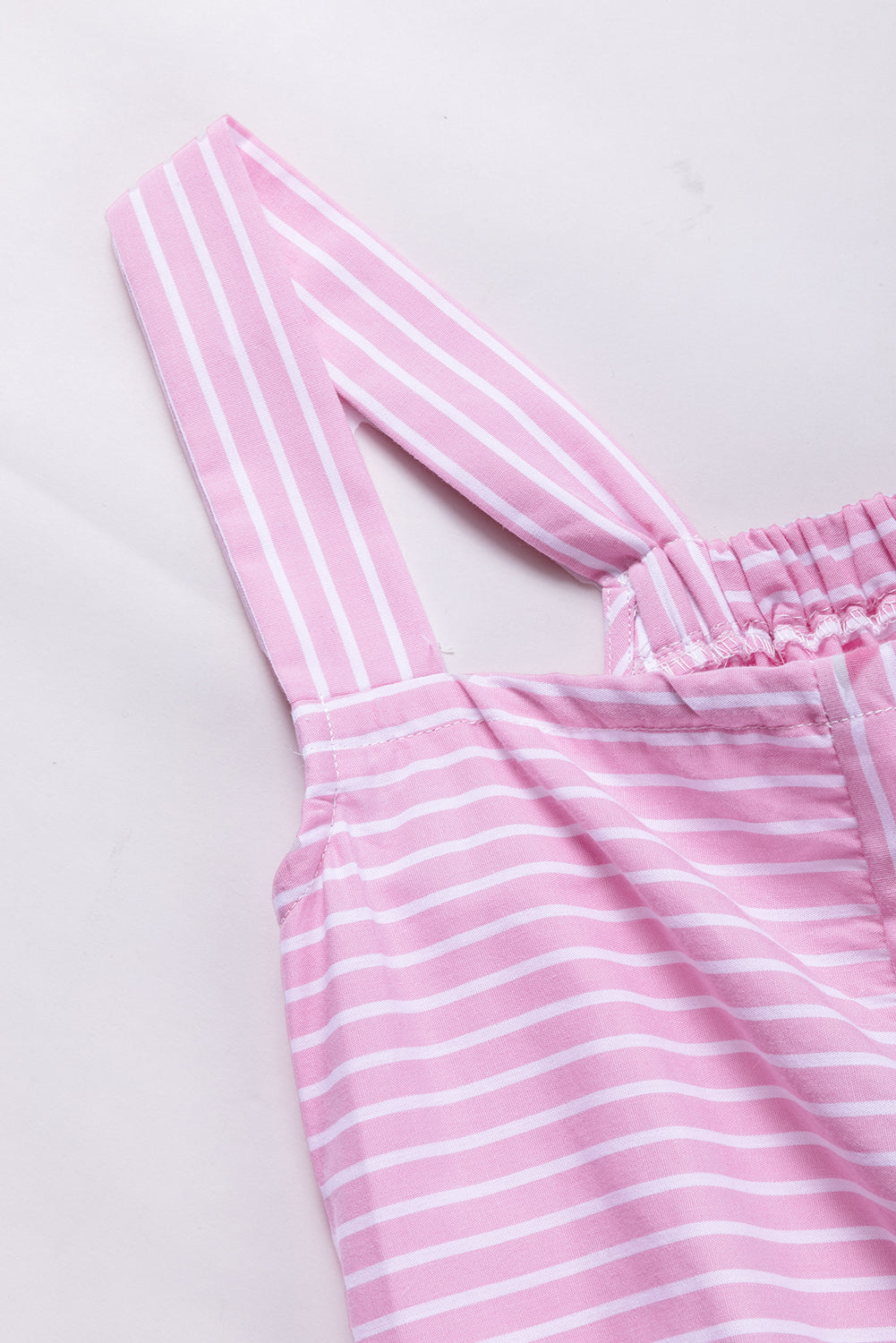 Pink Stripe Pinstriped Ruffled Hem Sleeveless Mini Flared Dress