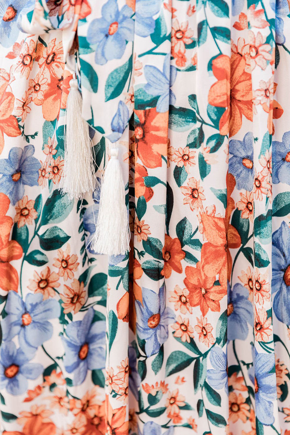 Sky Blue Floral Print Wrap Belted Maxi Dress