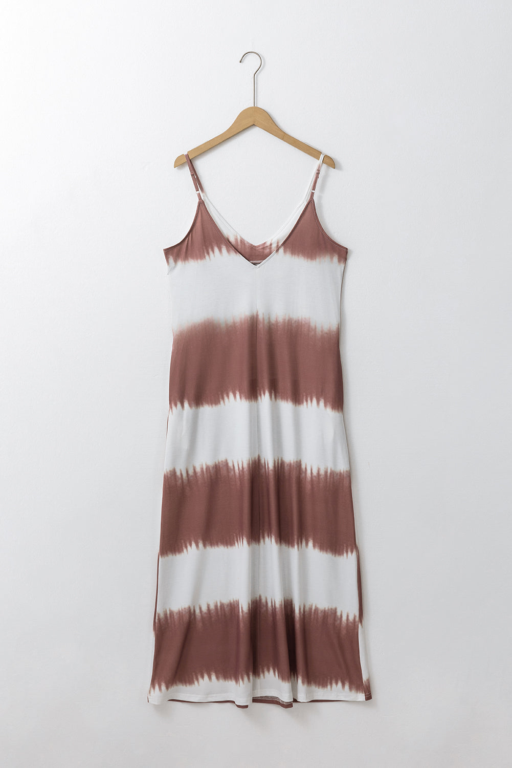 White Stripe Striped Tie Dye Spaghetti Strap Maxi Dress