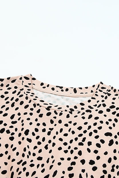 Leopard Print Short Sleeve Tunic T-shirt Dress