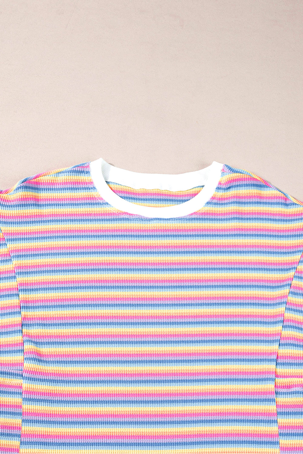 Pink Stripe Crew Neck T Shirt Dress